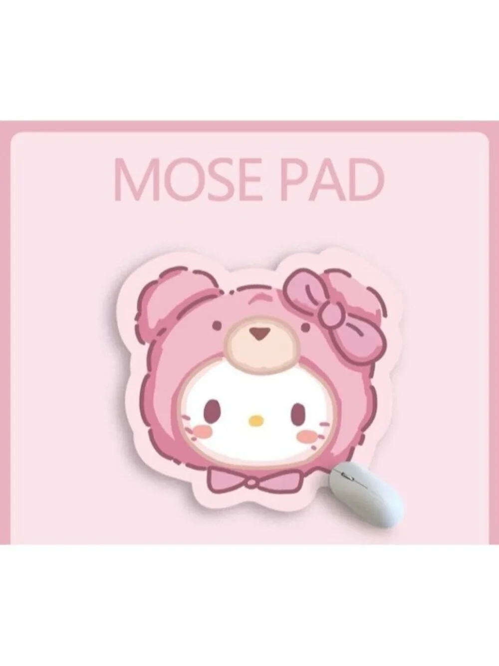Pink Kitty Bear Mouse Pad Kawaii Desk Pad Cute Non Slip Mouse Mat
